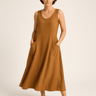 Lavinque Dress Robe Longue en Lin Beige | Sans Manches | Fraîcheur Naturelle
