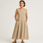 Lavinque Dress Robe Longue en Lin Beige | Sans Manches | Fraîcheur Naturelle