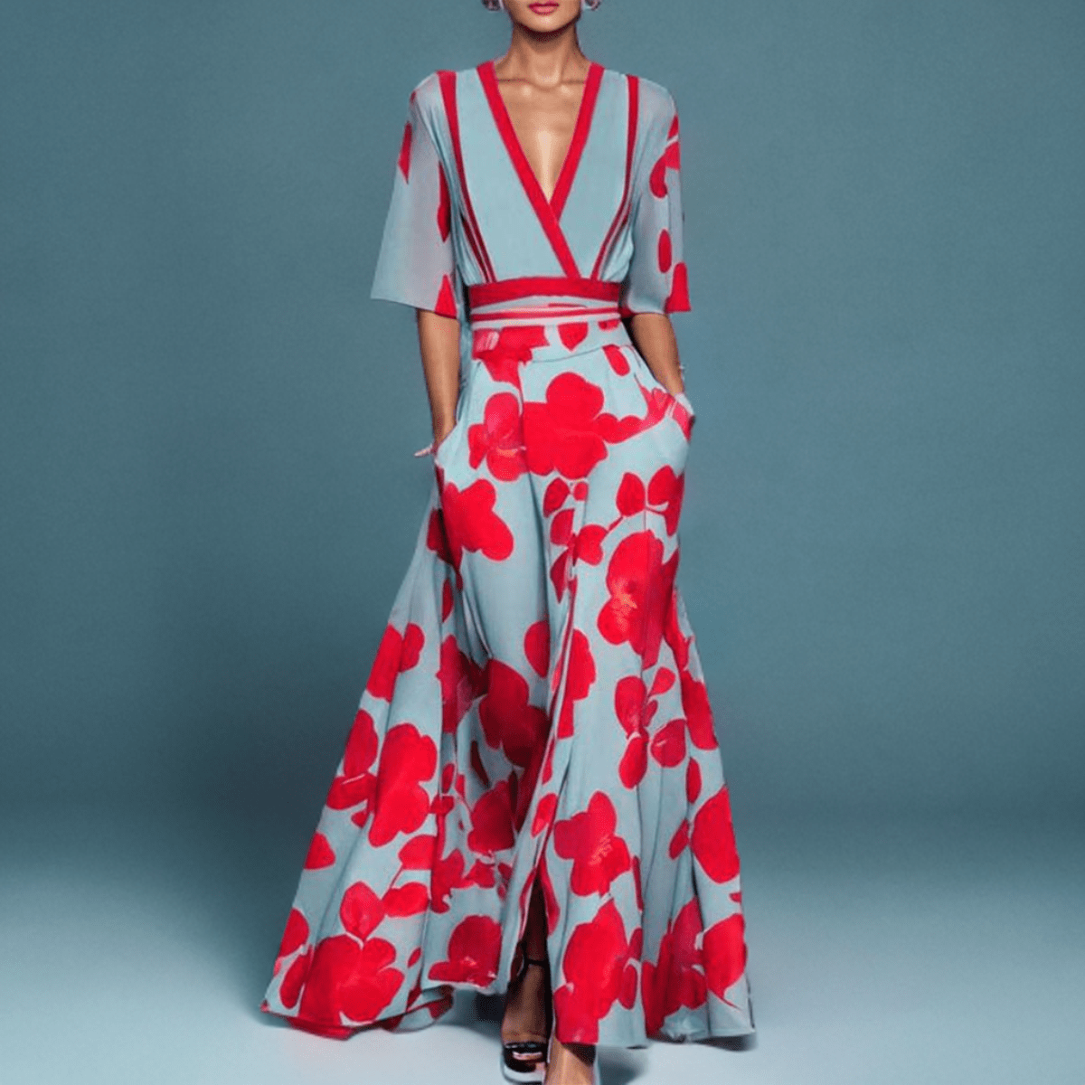 Lavinque Dress Robe Longue Évasée à Fleurs | Élégance & Glamour | Style Sophistiqué