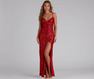 Lavinque Dress Robe Longue Fendue à Paillettes | Rouge Passion | Élégance et Séduction