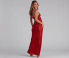 Lavinque Dress Robe Longue Fendue à Paillettes | Rouge Passion | Élégance et Séduction
