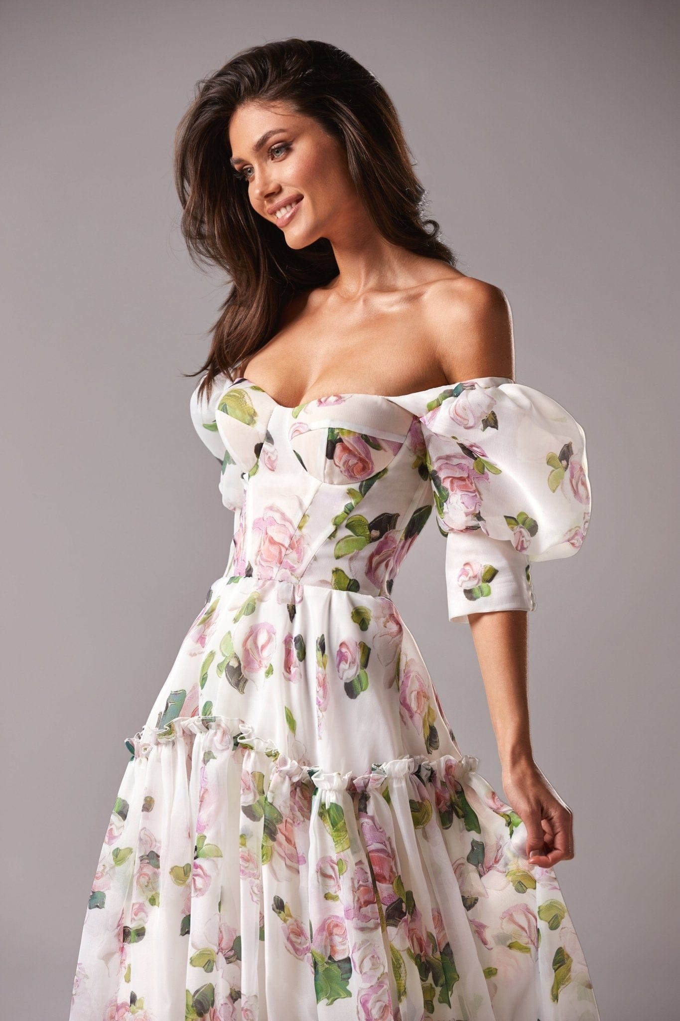 Lavinque Dress Robe Longue Fleurie | Épaules Dénudées | Romantique et Légère