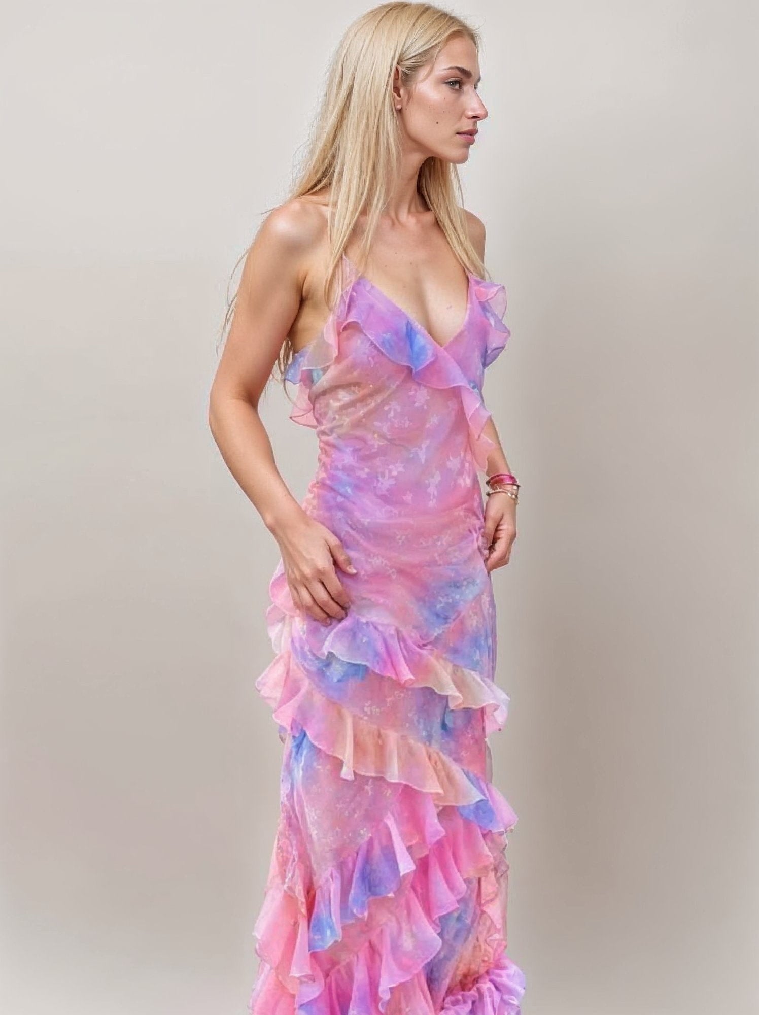 Lavinque Dress Robe Longue Fleurie | Volants | Élégante et Féminine
