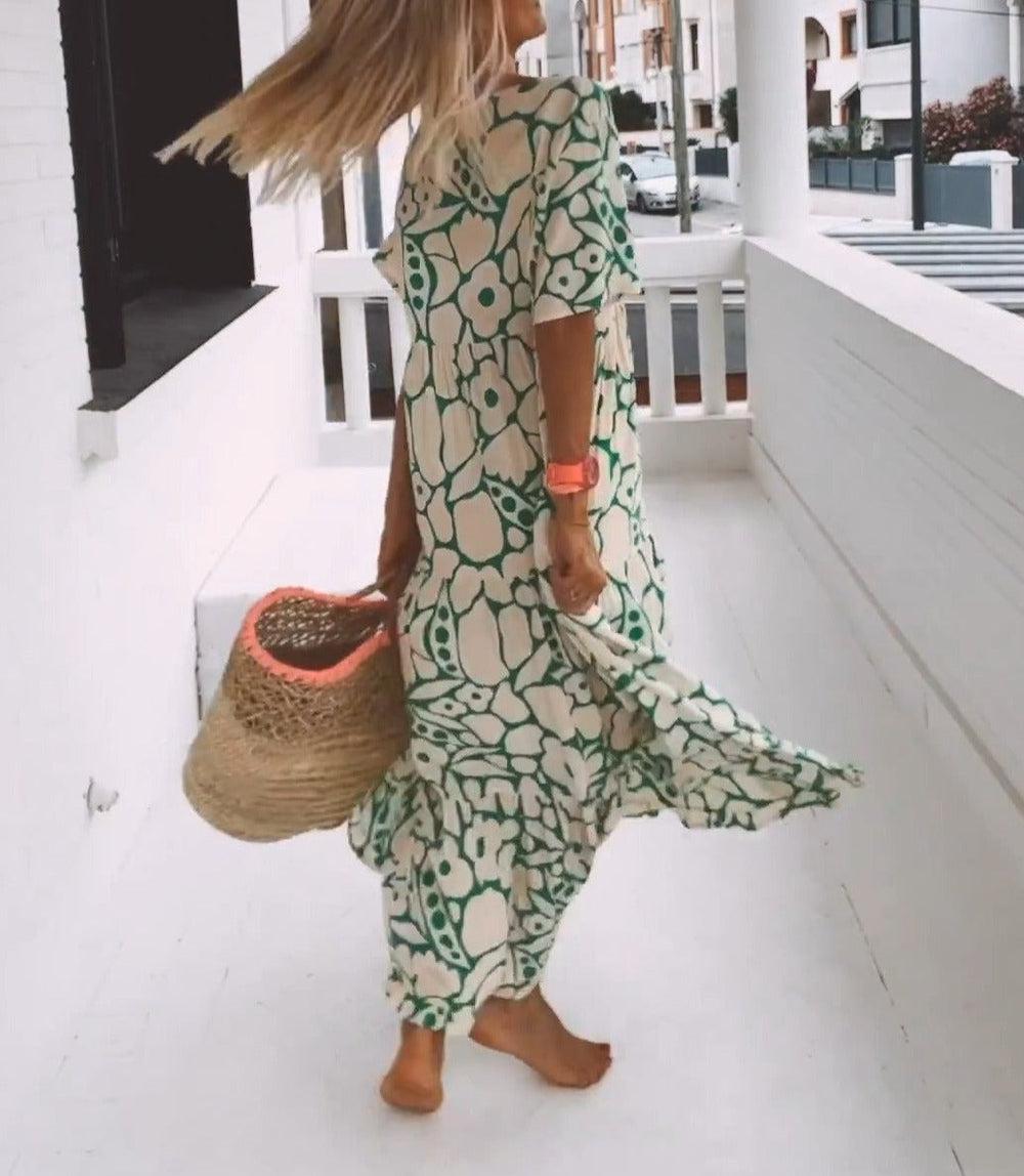 Lavinque Dress Robe longue fluide à imprimé floral | Robe | Élégance bohème et légèreté estivale