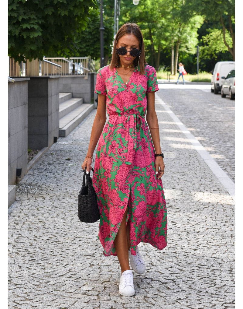 Lavinque Dress Robe Longue Portefeuille Fleurie | Élégance & Légèreté | Parfaite pour l'Été