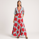 Lavinque Dress Robe Longue Portefeuille | Motif Floral Audacieux | Légère et Féminine