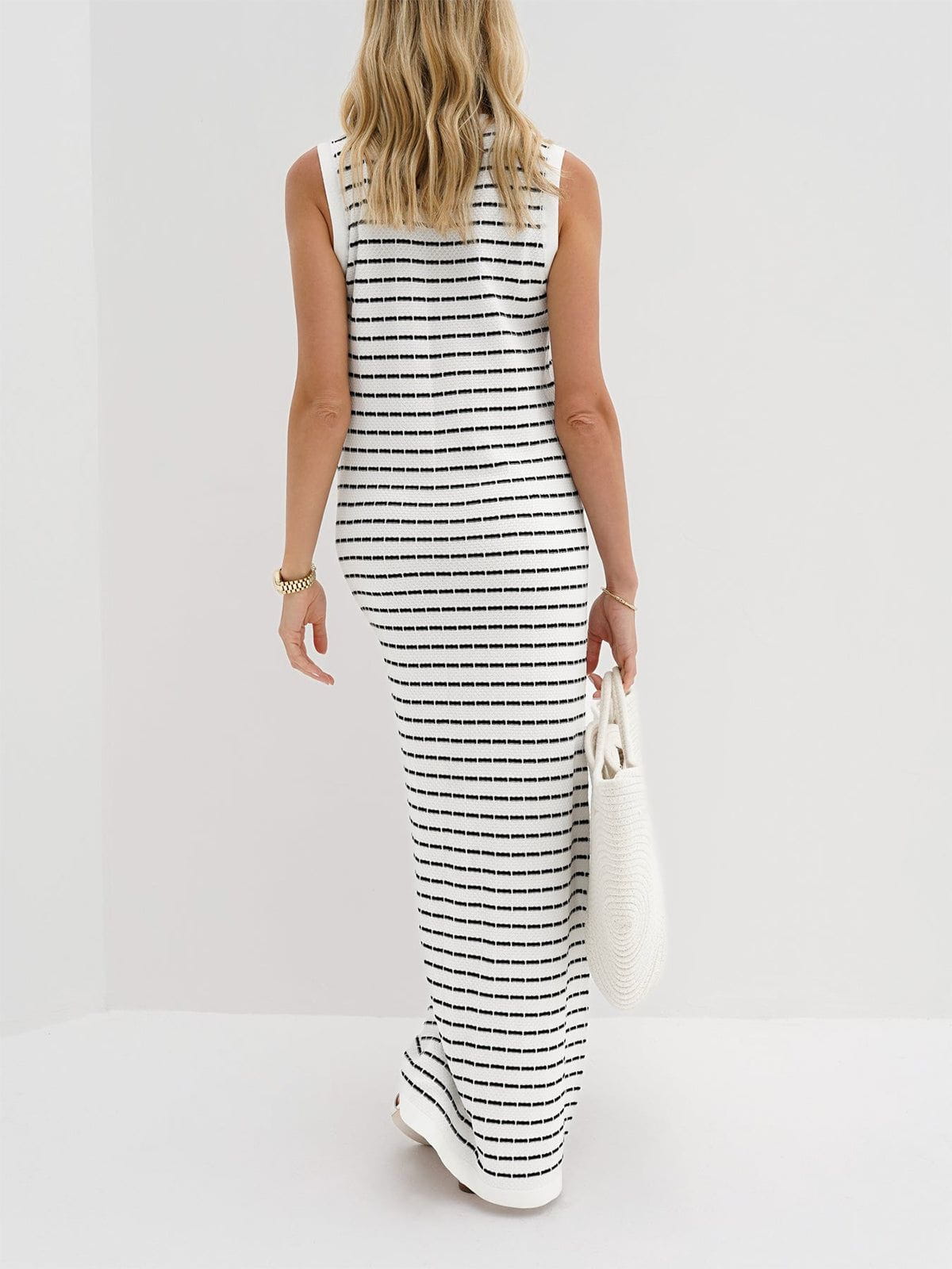 Lavinque Dress Robe Longue Rayée | Sans Manches | Chic et Décontractée