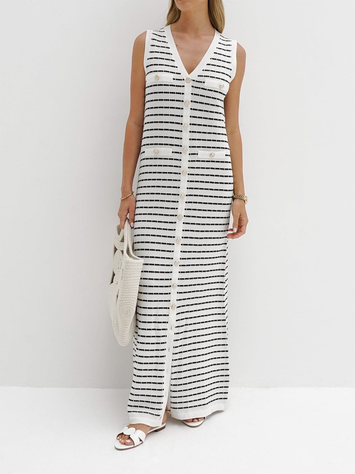 Lavinque Dress Robe Longue Rayée | Sans Manches | Chic et Décontractée