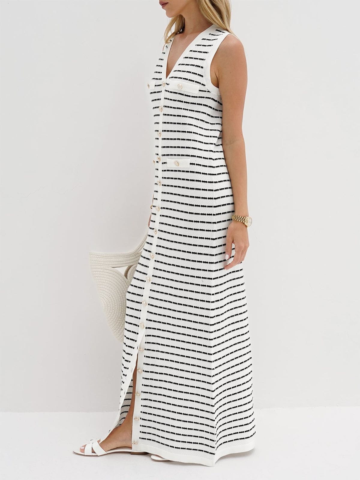 Lavinque Dress Robe Longue Rayée | Sans Manches | Chic et Décontractée