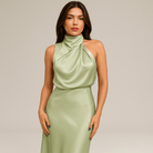 Lavinque Dress Robe Longue Rose Terracotta | Col Haut Noué | Élégance Fluide