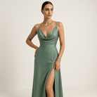 Lavinque Dress Robe Longue Rouge | Drapée Élégante | Fente Haute Séduisante