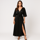 Lavinque Dress Robe Longue Satinée Champagne | Taille Froncée | Élégance Fluide