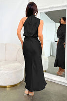 Lavinque Dress Robe Longue Satinée | Col Drapé | Élégance Intemporelle
