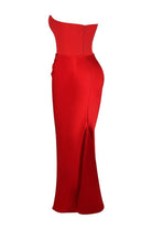 Lavinque Dress Robe Longue Satinée Noire | Bustier Drapé | Élégance Sensuelle