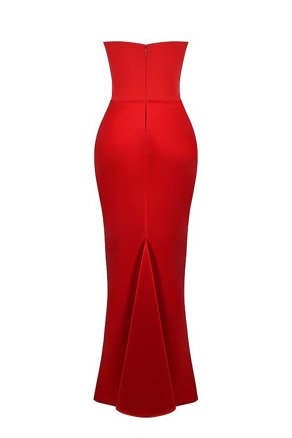 Lavinque Dress Robe Longue Satinée Noire | Bustier Drapé | Élégance Sensuelle