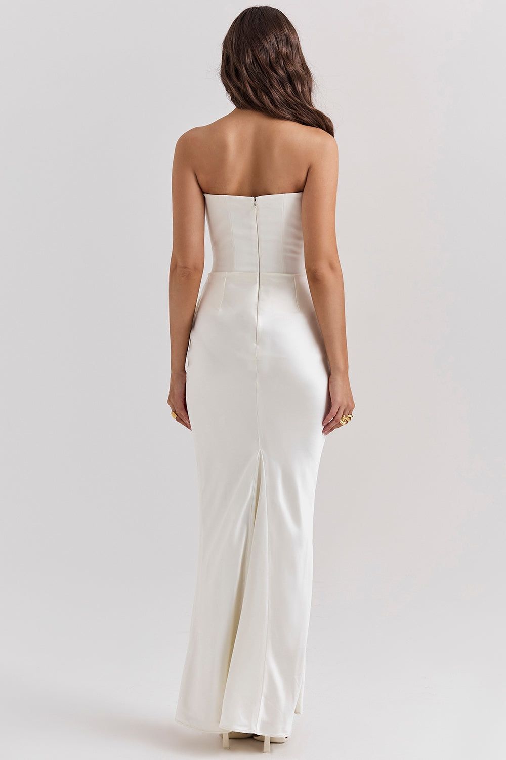 Lavinque Dress Robe Longue Satinée Noire | Bustier Drapé | Élégance Sensuelle