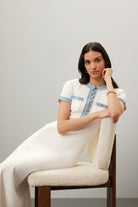 Lavinque Dress Robe Maille Longue | Élégance Décontractée | Boutons Contrastés
