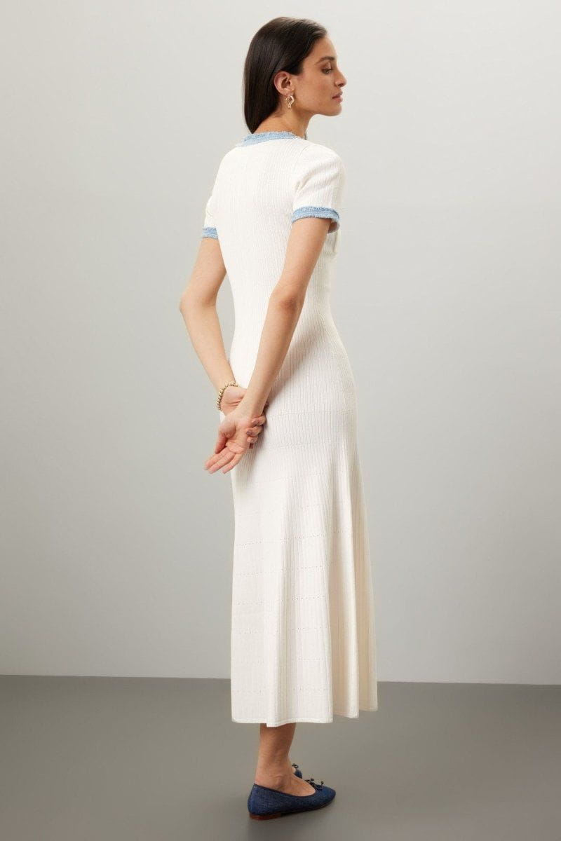 Lavinque Dress Robe Maille Longue | Élégance Décontractée | Boutons Contrastés