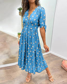 Lavinque Dress Robe Midi à Pois | Boutonnée et Cintrée | Élégance Rétro et Féminine
