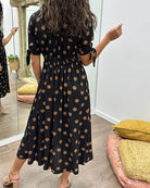 Lavinque Dress Robe Midi à Pois | Boutonnée et Cintrée | Élégance Rétro et Féminine
