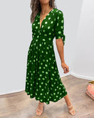 Lavinque Dress Robe Midi à Pois | Boutonnée et Cintrée | Élégance Rétro et Féminine