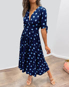 Lavinque Dress Robe Midi à Pois | Boutonnée et Cintrée | Élégance Rétro et Féminine