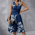 Lavinque Dress Robe Midi Fleurie Drapée | Élégante | Féminine et Confortable