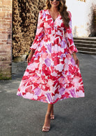 Lavinque Dress Robe Midi Fluide | Imprimé Bleu Tropical | Fraîche et Élégante