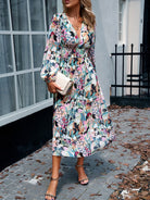 Lavinque Dress Robe Midi Fluide | Imprimé Bleu Tropical | Fraîche et Élégante