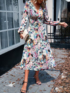 Lavinque Dress Robe Midi Fluide | Imprimé Bleu Tropical | Fraîche et Élégante