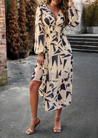 Lavinque Dress Robe Midi Fluide | Imprimé Bleu Tropical | Fraîche et Élégante