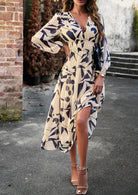 Lavinque Dress Robe Midi Fluide | Imprimé Bleu Tropical | Fraîche et Élégante