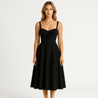 Lavinque Dress Robe Midi Noire | Bretelles | Élégance Intemporelle