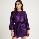 Lavinque Dress Robe Noire à Sequins Fluide | Ceinturée | Chic & Confortable