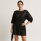 Lavinque Dress Robe Noire à Sequins Fluide | Ceinturée | Chic & Confortable