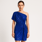 Lavinque Dress Robe Noire Asymétrique à Sequins | Épaule Dénudée | Drapée & Glamour