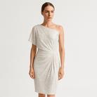 Lavinque Dress Robe Noire Asymétrique à Sequins | Épaule Dénudée | Drapée & Glamour