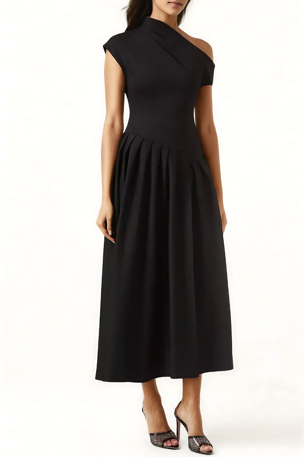 Lavinque Dress Robe Noire Asymétrique | Élégante | Moderne et Intemporelle
