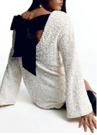 Lavinque Dress Robe Noire & Blanche Élégante | Nœud dans le Dos | Coupe Décontractée