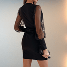 Lavinque Dress Robe Noire Courte | Manches Transparentes & Décolleté Cache-Cœur | Chic de Soirée
