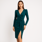 Lavinque Dress Robe Noire Élégante | Décolleté Cache-Cœur | Mi-Longue Asymétrique