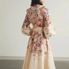 Lavinque Dress Robe Organza Fleurie | Broderie Élégante | Coupe Midi Romantique