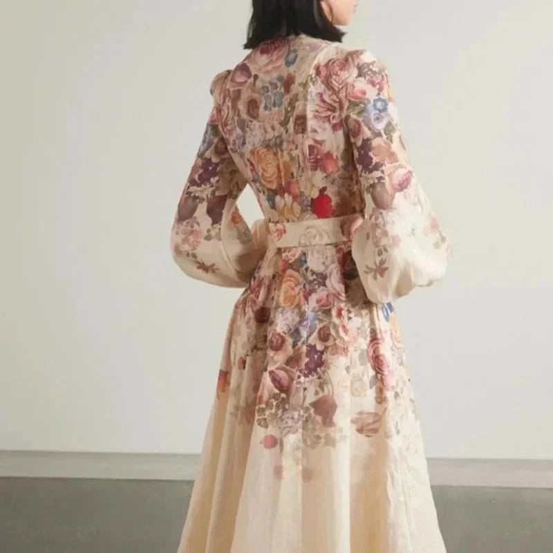 Lavinque Dress Robe Organza Fleurie | Broderie Élégante | Coupe Midi Romantique