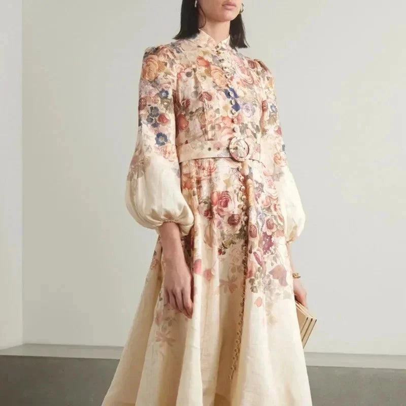 Lavinque Dress Robe Organza Fleurie | Broderie Élégante | Coupe Midi Romantique