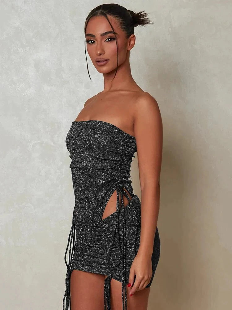 Lavinque Dress Robe Pailletée Bustier | Fendue | Sexy et Glamour