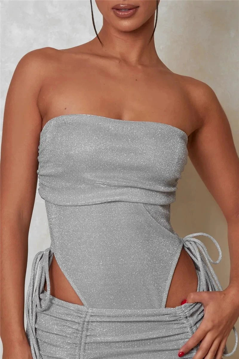 Lavinque Dress Robe Pailletée Bustier | Fendue | Sexy et Glamour