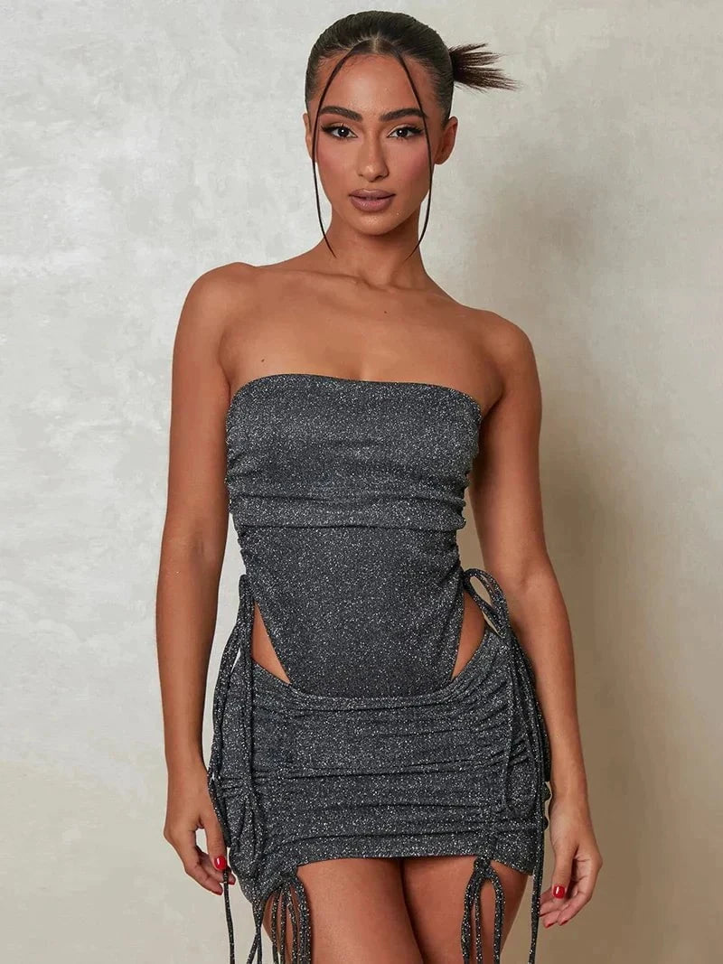 Lavinque Dress Robe Pailletée Bustier | Fendue | Sexy et Glamour