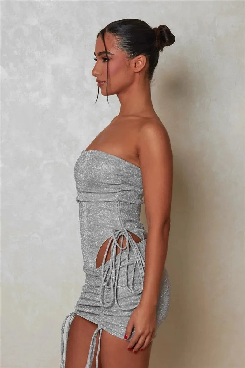 Lavinque Dress Robe Pailletée Bustier | Fendue | Sexy et Glamour