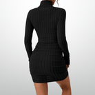 Lavinque Dress Robe Pull Col Roulé | Noire | Ajustée et Élégante