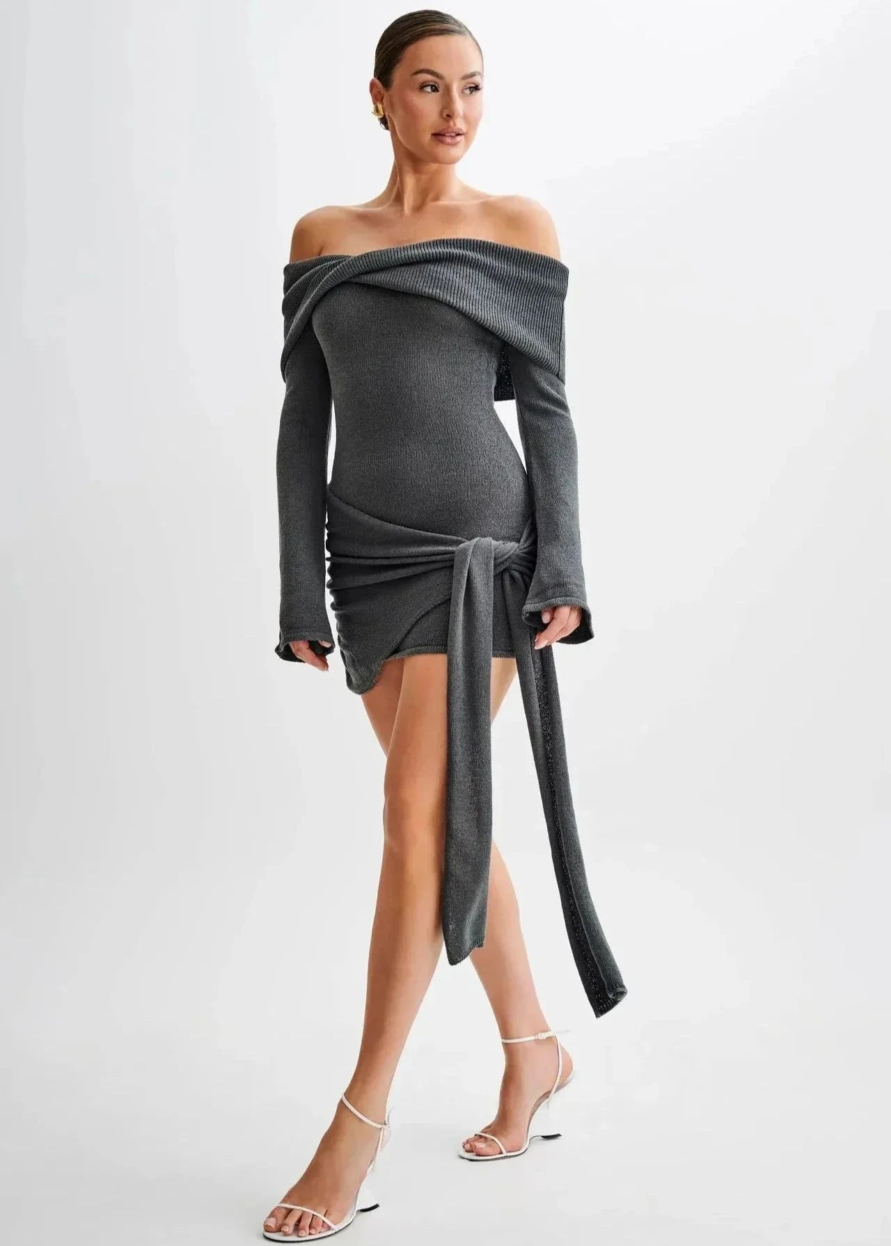 Lavinque Dress Robe Pull Épaules Dénudées | Élégance & Confort | Look Tendance
